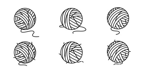 yarn ball vector icon balls of yarn knitting needles cat toy symbol cartoon illustration doodle