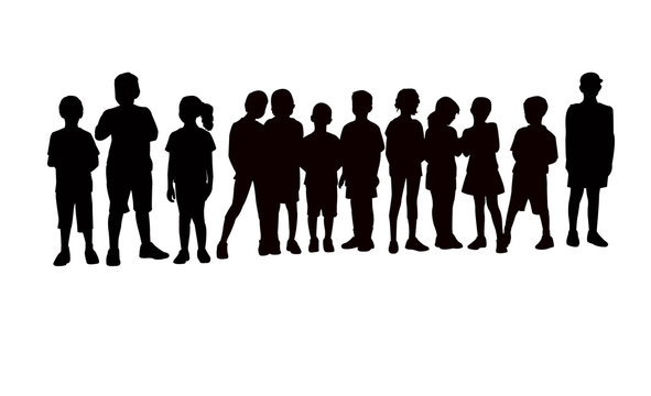kids together silhouette vector