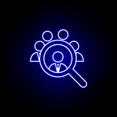 Businessman, people, search, job icon. Elements of Human resources illustration in neon style icon. Signs and symbols can be used for web, logo, mobile app, UI, UX