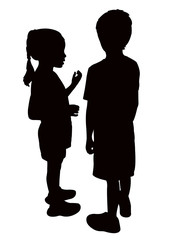 children making chat, silhouette vector