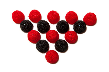Berries of gelatin isolated on a white