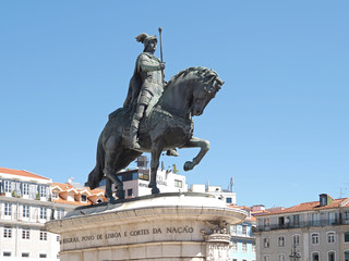 Horse statue of Dom Joao in Lisbon in Portugal