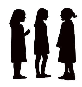 girls talking, silhouette vector
