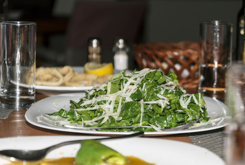 spinach ang rocca salad with parmesan