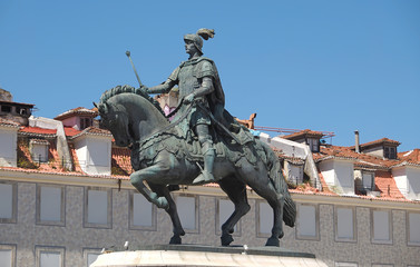 Horse statue of Dom Joao in Lisbon in Portugal