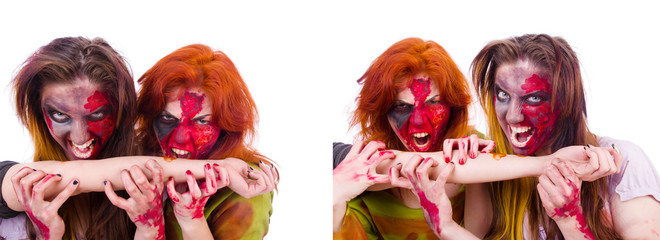 Woman vampire isolated on the background