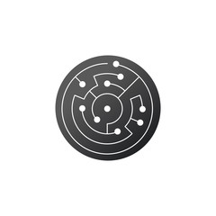 Circuit board icon. abstract circle shape IT maze. Technology symbol. Computer software concept. Power elements. Flat design. Vector Illustration.
