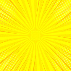 Obraz premium Komiks żółte promienie słońca tło pop-artu retro ilustracji wektorowych kicz rysunek.