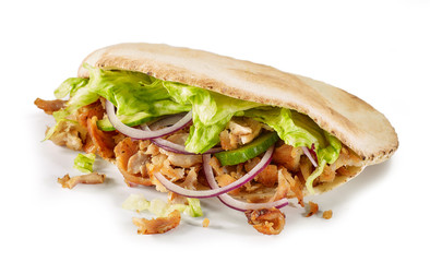 doner kebab on white background