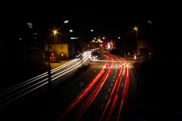 traffic in the city at night