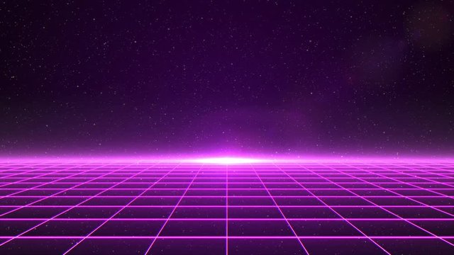 Horizontal matrix grid moving towards camera in space