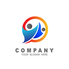 Human figure in circle for healthcare logo template, human and circle logo