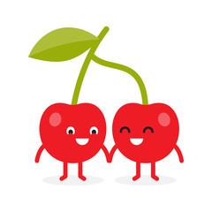 Cherries, cherry, Cute fruit character