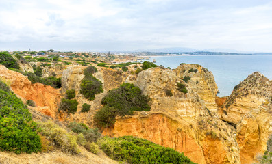Fototapeta na wymiar Beautiful bay near Lagos town, Algarve region, Portugal