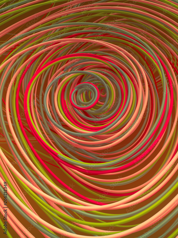 Poster Interlacing abstract colored curves. Computer generated geometric pattern. 3D rendering