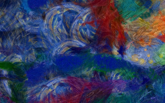 Abstract artistic background pattern for creating creative wall art decor, design card, banners, flyers or textile and fabric prints. Impressionism oil paint drawing. Handmade beautiful texture. © Avgustus