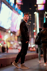 beautiful young man at Times Square, Manhattan, New York, United States of America