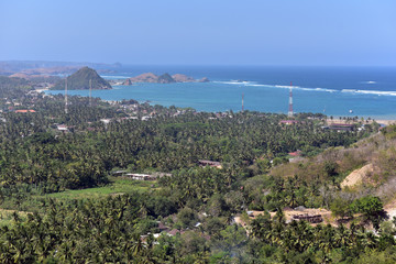 Panoramic view of Kuta Beach in Lombok Island, Indonesia