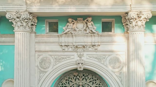 Aerial close-up of architecture details of Abaza Palace built in 1858 in Odessa Ukraine