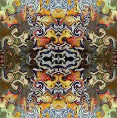 Papier Peint photo Tuiles marocaines Abstrait aquarelle graphique pastel. Impression d& 39 affiche murale contemporaine fractale. Modèle de conception acrylique créatif. Toile de fond de style peinture à l& 39 huile numérique. Oeuvre d& 39 art de stock de mode fantastique à vendre.