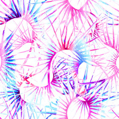 Fototapeta premium Tropical Pastel Seamless Pattern. Summer Jungle