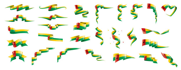 Fototapeta na wymiar Guinea Bissau flag, vector illustration on a white background