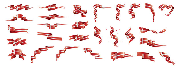 Denmark flag, vector illustration on a white background - obrazy, fototapety, plakaty