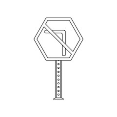 No left colored icon. Element of road signs and junctions for mobile concept and web apps icon. Outline, thin line icon for website design and development, app development