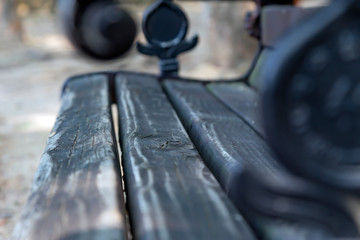 Classic wooden bench in the park