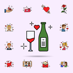 Alcohol, champagne, glass, wine icon. Universal set of love story for website design and development, app development