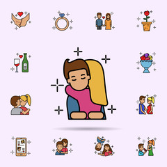 hand, love, man, romantic, girl, hug icon. Universal set of love story for website design and development, app development