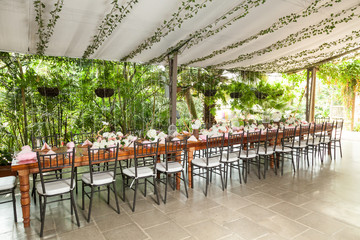 reception room, decorated table for the party