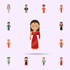 Fototapeta premium Indian, woman cartoon icon. Universal set of people around the world for website design and development, app development