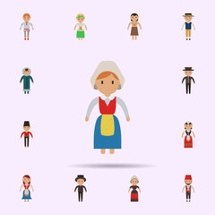 Sweden, woman cartoon icon. Universal set of people around the world for website design and development, app development