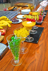 appetized exotic sugar dessert in glass, flavor food diversity
