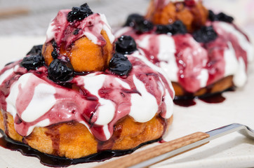  Papanasi - romanian specialty. Papanasi - a traditional romanian dessert 