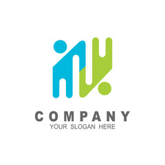 Obraz premium Family love logo, love family, vector logo, logo letter m and w