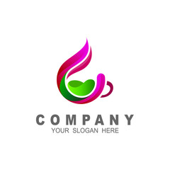 Hot cup drink coffee tea logo design, hot drinks