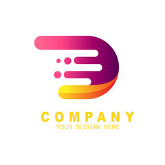 Letter d with fast logo, speed, moving and quick 