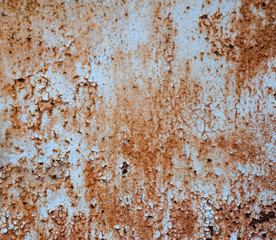 Old colored paint on rusty steel