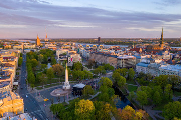 Panorama aerial view on old town of Riga, Latvia