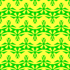Green pattern on yellow background. Seamless pattern. Abstract.