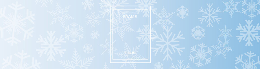 Fototapeta na wymiar Vector Winter Background. A cold Christmas with snowfall and ice crystals. Customizable frame