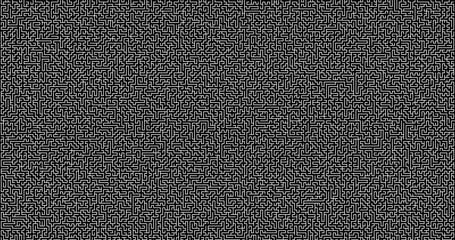 White Labyrinth on black Background. Maze Game Concept. Logistics Abstract Background Concept. Business Path Concept. Vector Illustration.