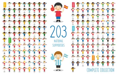 Satz von 203 Anhängern nationaler Sportmannschaften aus der ganzen Welt Vektorillustration © asantosg