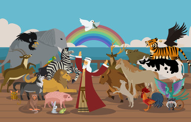 Noah's Ark and animals and dove miracle