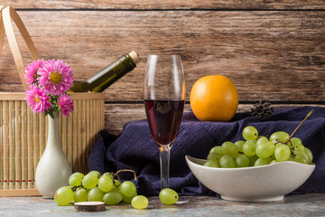 Ripe grapes and delicious wine