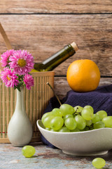 Ripe grapes and delicious wine