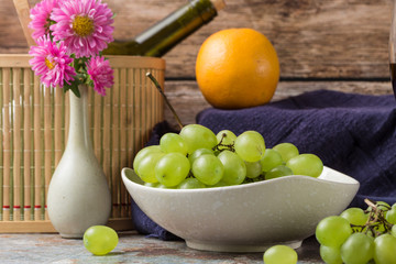 Ripe grapes and delicious wine