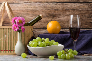 Ripe grapes and delicious wine